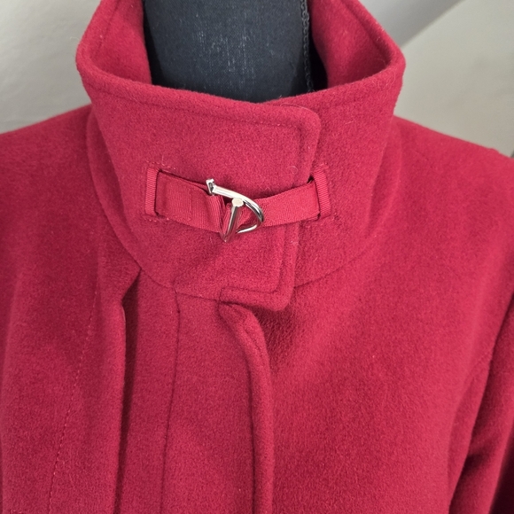 VTG Oscar de la Renta Red Wool Cashmere Coat Size 14  Belted Collar Detail - Picture 2 of 16